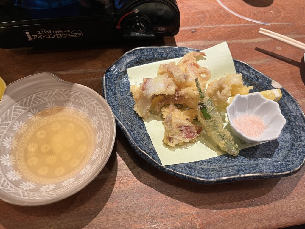 個室水炊き善哉 イカ後造り 天ぷら