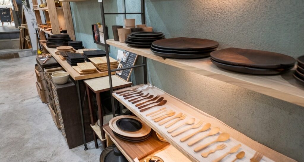糸島くらし ここのき 店内 木工 雑貨