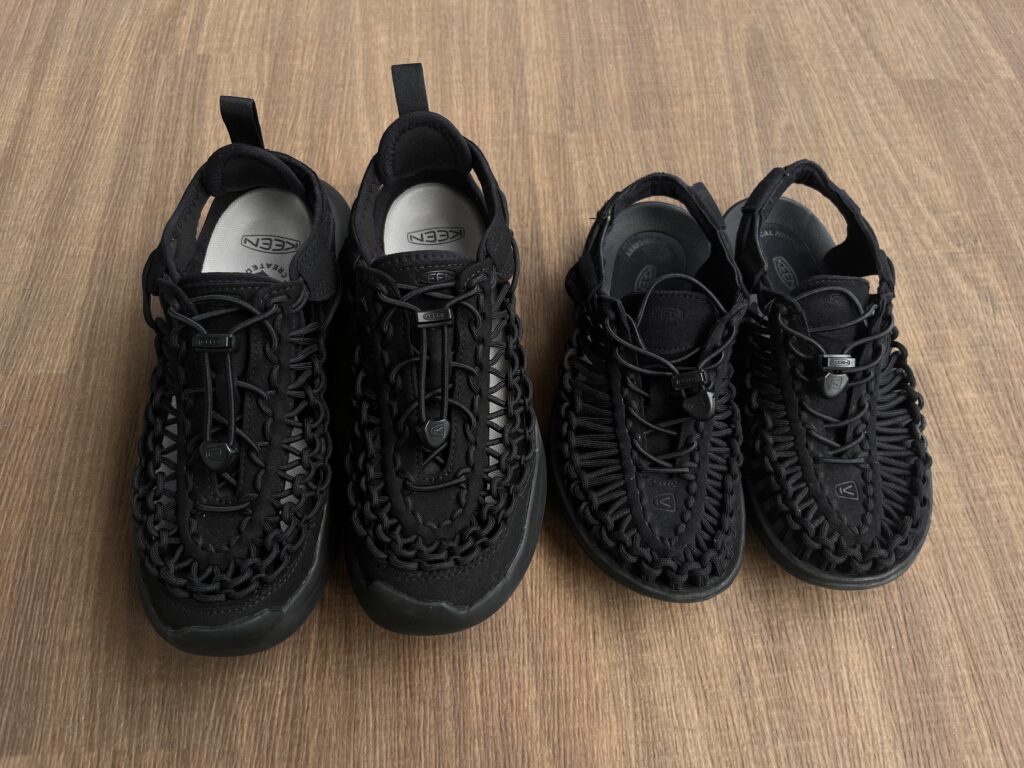 KEEN UNEEK WK 比較　並べた写真