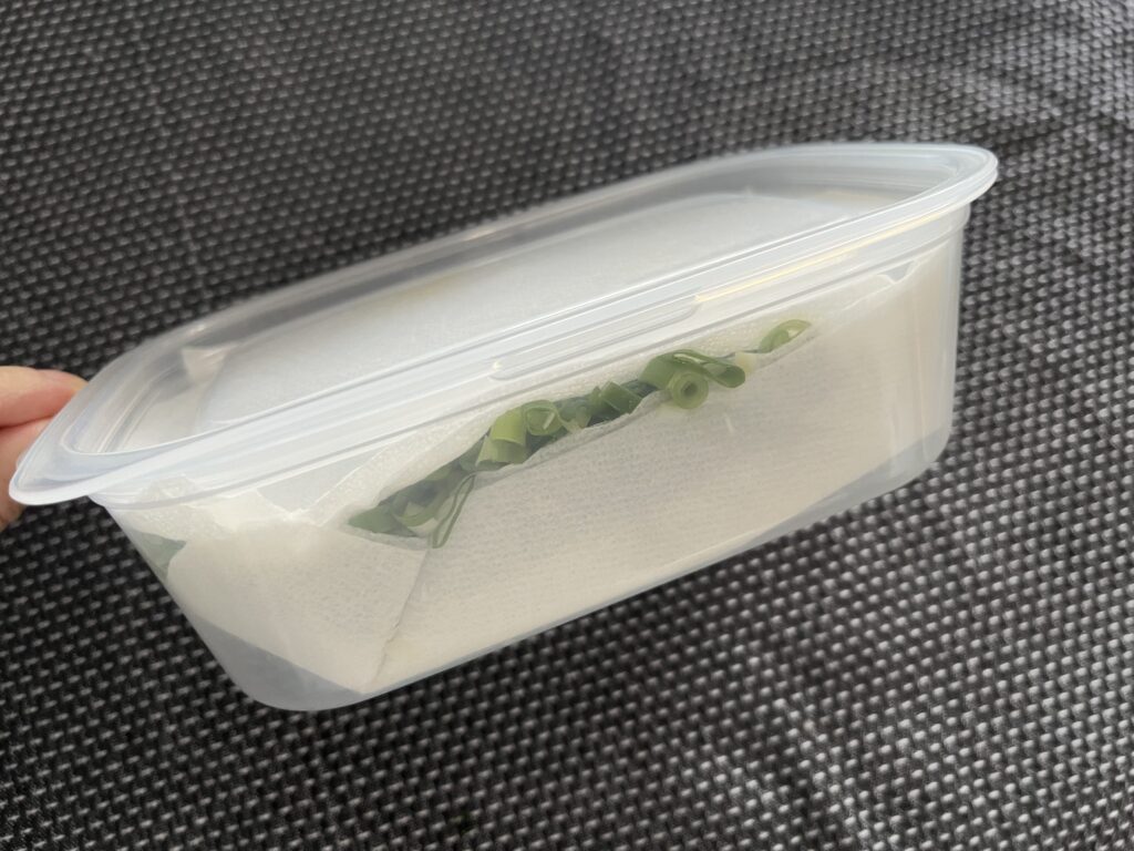 無印タッパー キッチンペーパー 薬味 水分吸収 保存