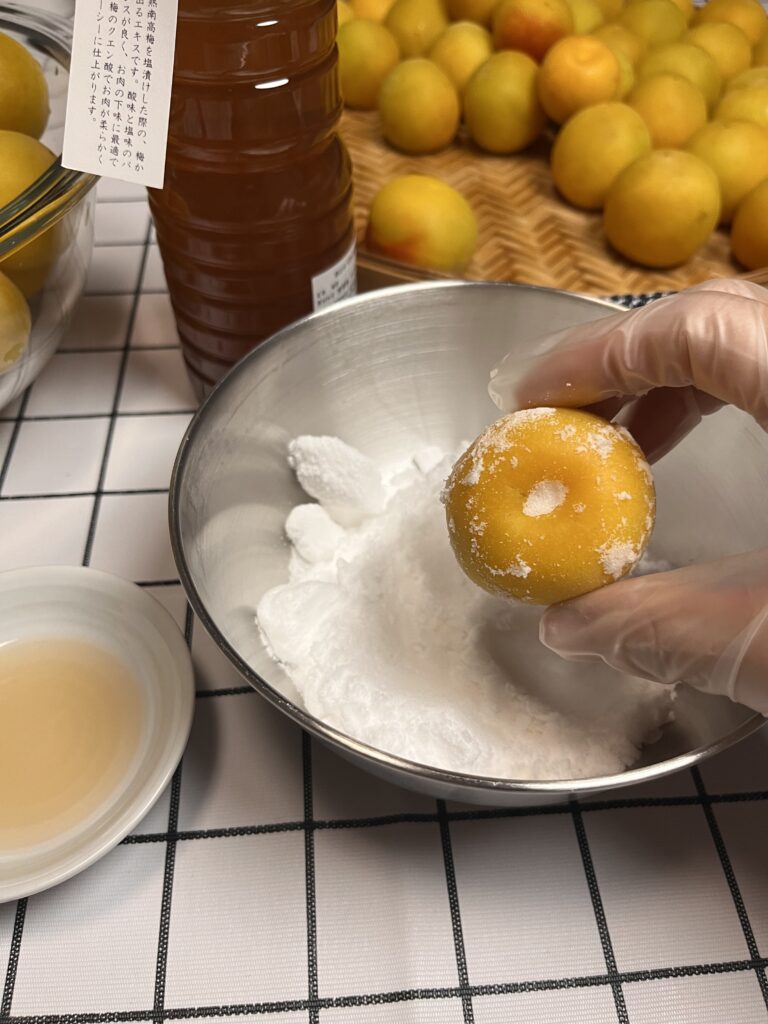 梅干し 塩漬け 塩揉み ヘタ