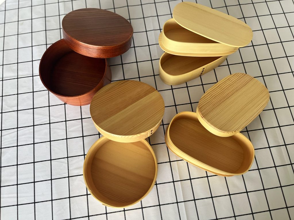 曲げわっぱ弁当箱4個のサイズ比較